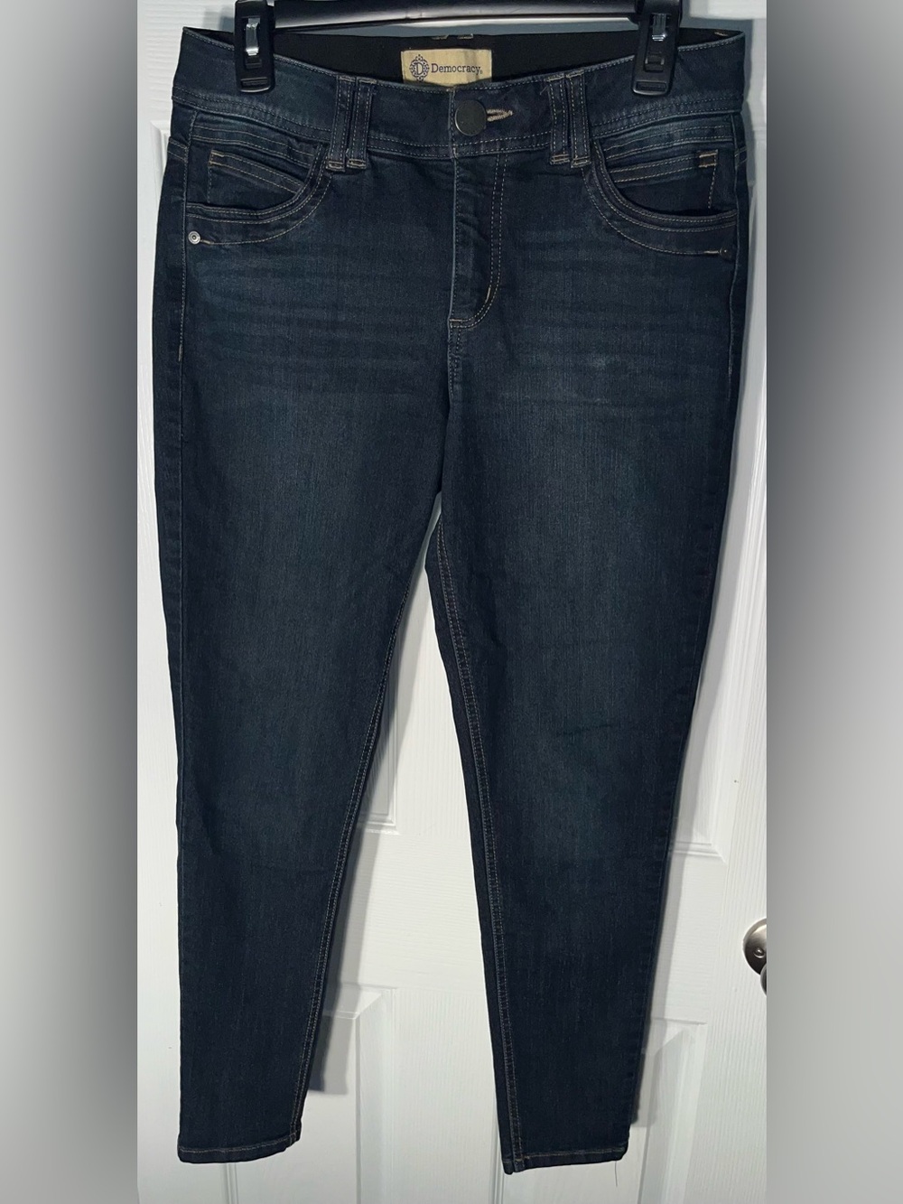 Democracy Ab Solution Technology Jeans Women's 6 Blue Dark Wash Skinny Mid Rise